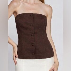 BAILEY/44 Strapless Linen Blend Top – Cacao Brown | Luxe Minimalist Tube Top/ XL